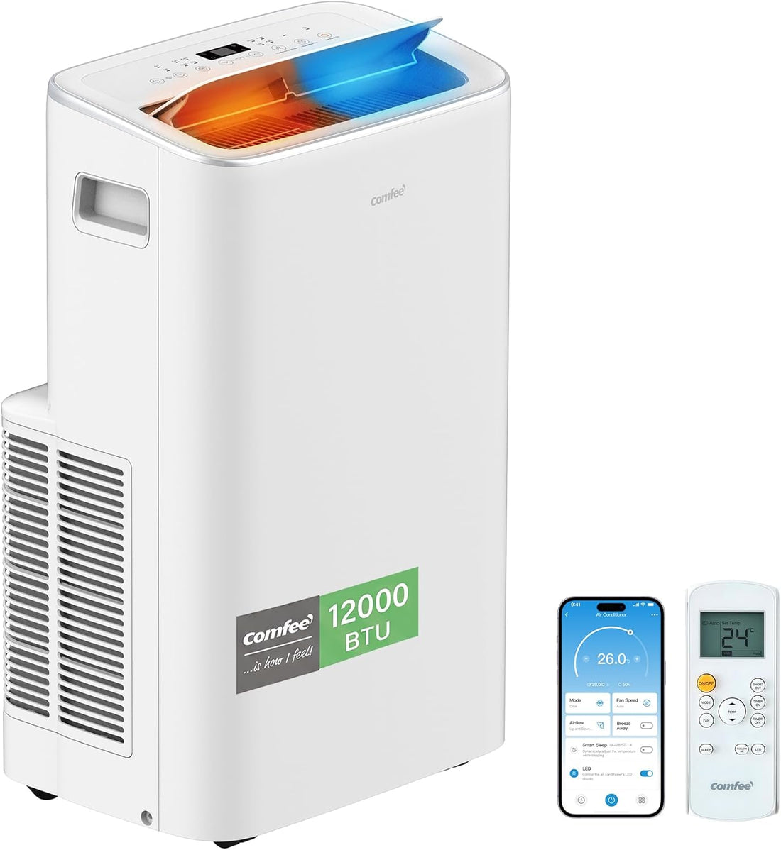 Climatiseur mobile Comfee Breezy Cool 12 000 BTU avec application et télécommande